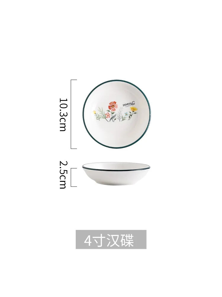 DecorBites™ Bone China Rice Noodles Bowl and Dinner Plate Set