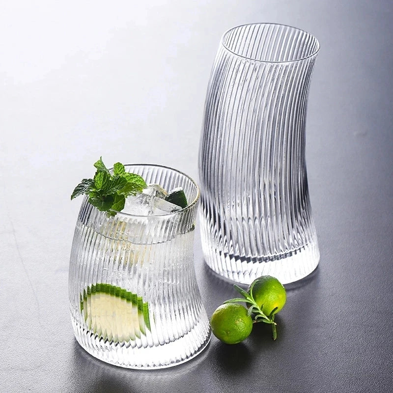 DecorBites™ 450ml/300ml Sail-Shaped Glass Cups | Elegant Glassware for Tea, Juice