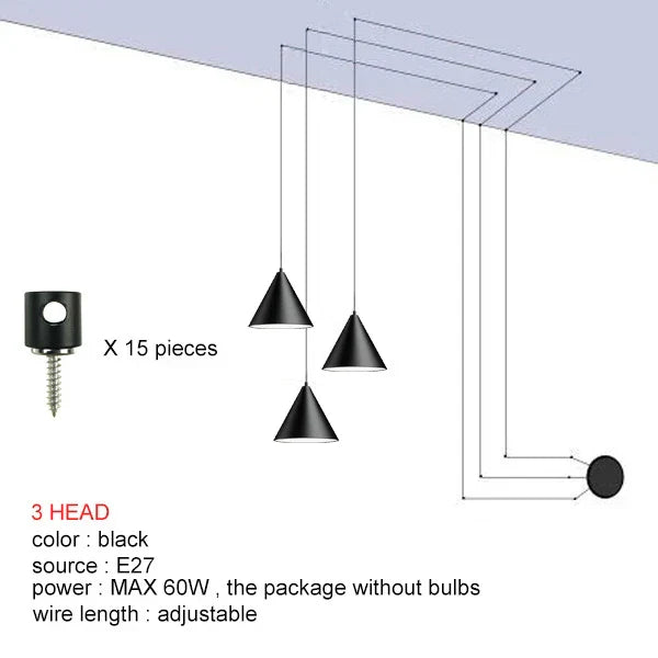 DecorBites™ Black LED Pendant Chandelier for Modern Bedroom Dining Room Art Decor