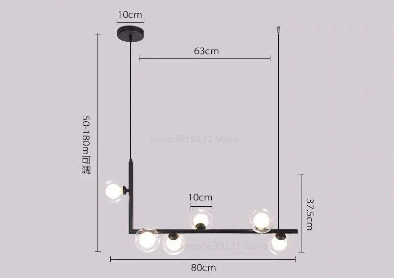 DecorBites™ Glass Ball LED Chandelier: Modern Long Pendant Lighting for Living Room and Shop