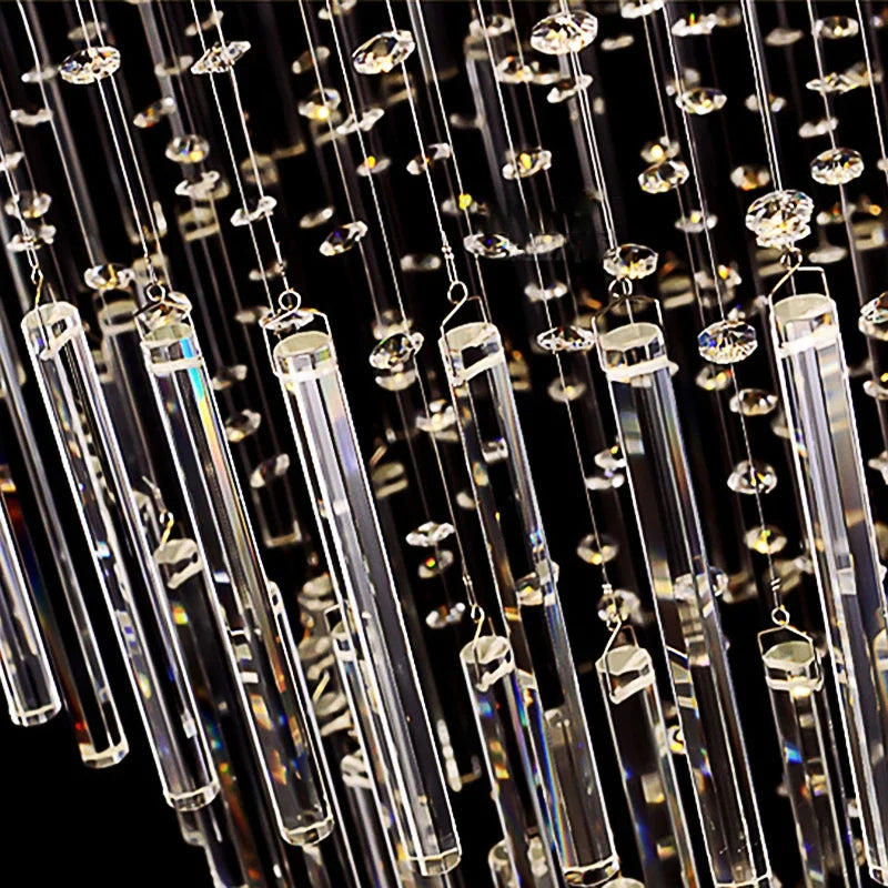 DecorBites™ Crystal Column Chandelier: Modern Living Room Lighting