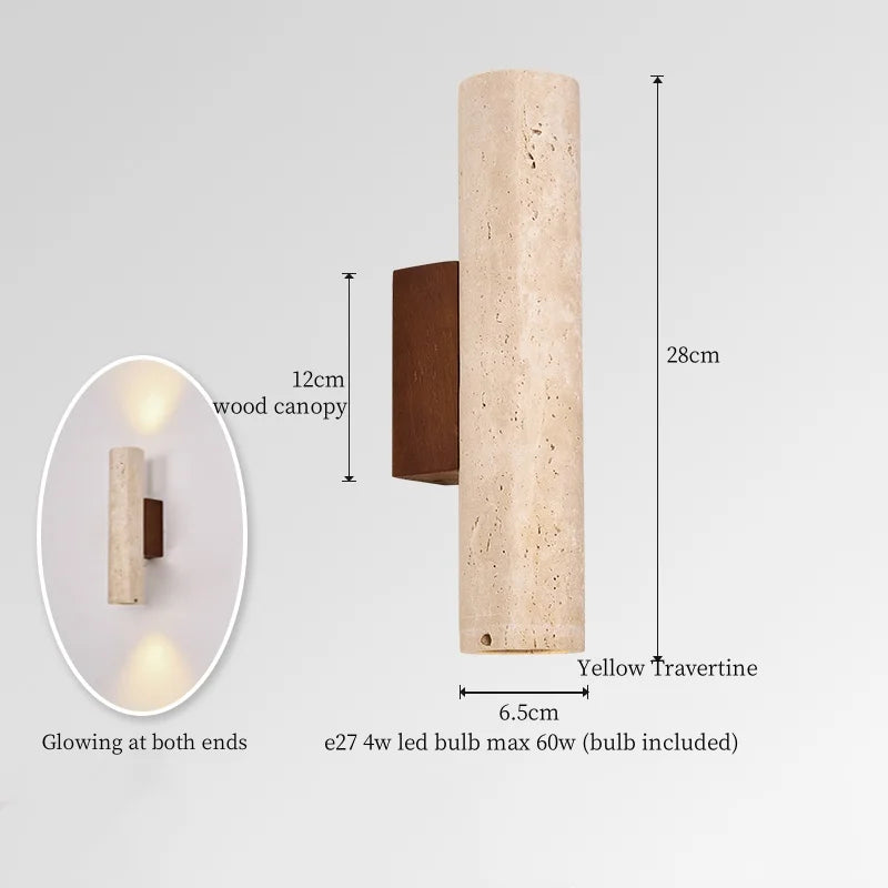 DecorBites™ Black Travertine LED Wall Lights Modern Home Decoration Bedside Lamps