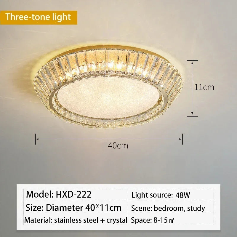 ™ Gold Crystal Glass LED Ceiling Light for Dining Living Room