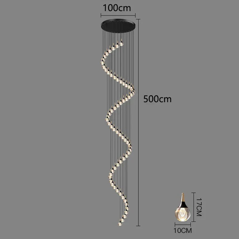 DecorBites™ Crystal Chandelier Stair Pendant Lamp Living Room Interior Lighting