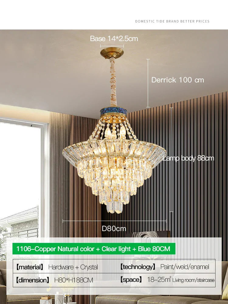 DecorBites™ Crystal Chandelier: Luxury Living Room Lighting in Modern European Style for Villa