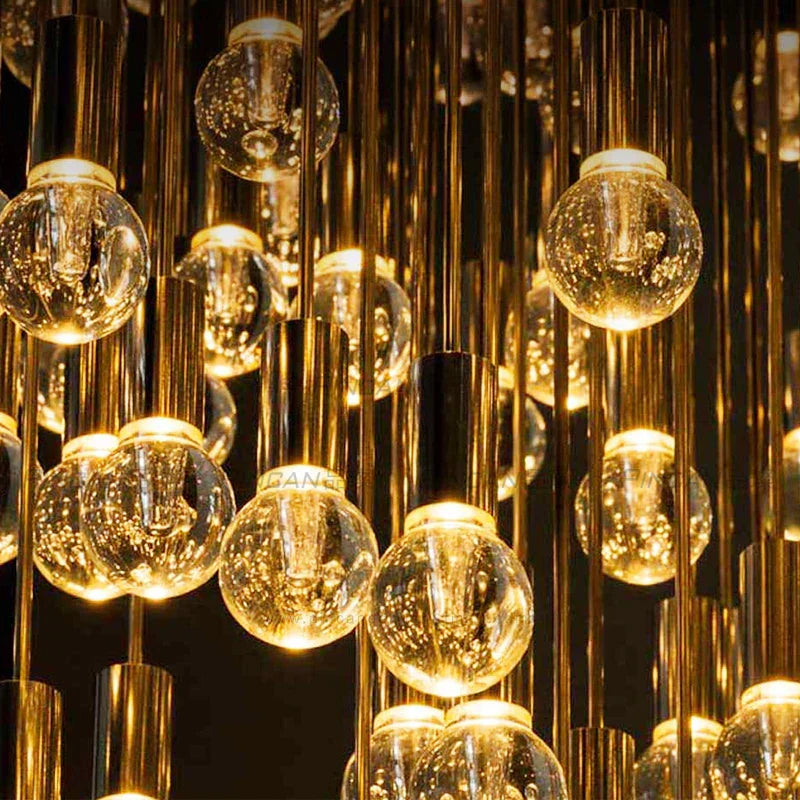 DecorBites™ Large Gold LED Crystal Ball Chandelier for Modern Luxury Living Room
