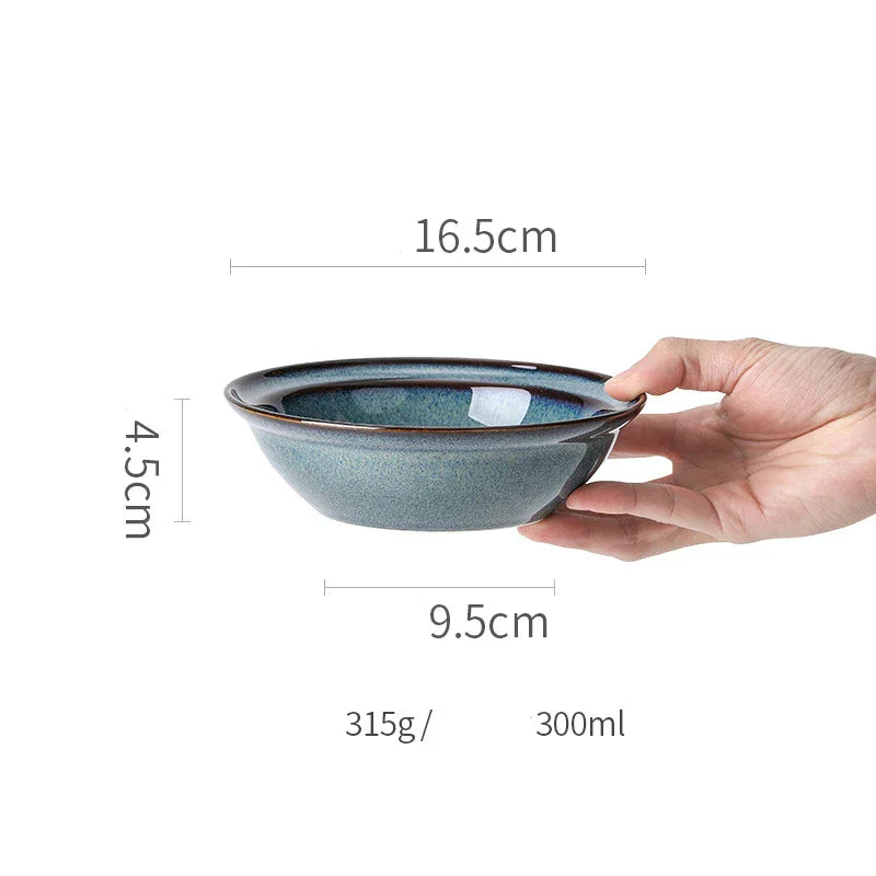 DecorBites™ Beautiful Blue Ceramic Bowl Kiln Dinnerware Dish