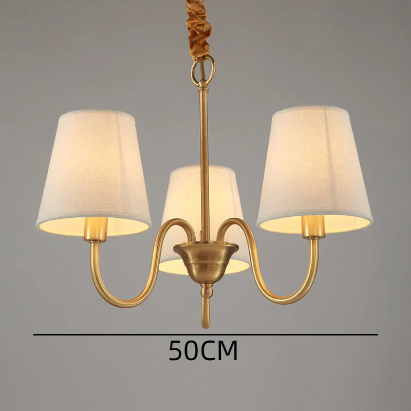 DecorBites™ Copper Ceiling Chandelier with Fabric Lampshade for Living Room and Bedroom