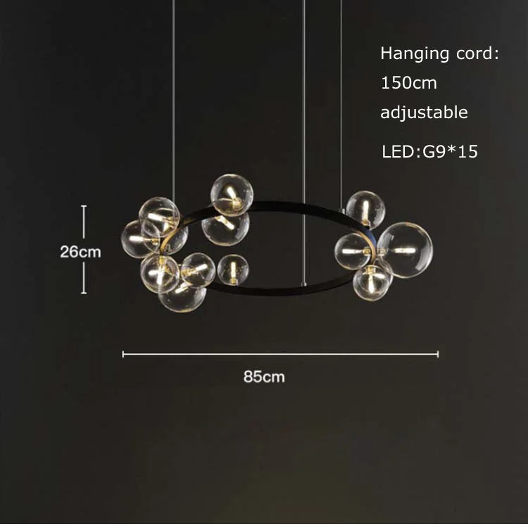 DecorBites™ Black Postmodern Bubble Glass Chandelier with Multi Clear Balls