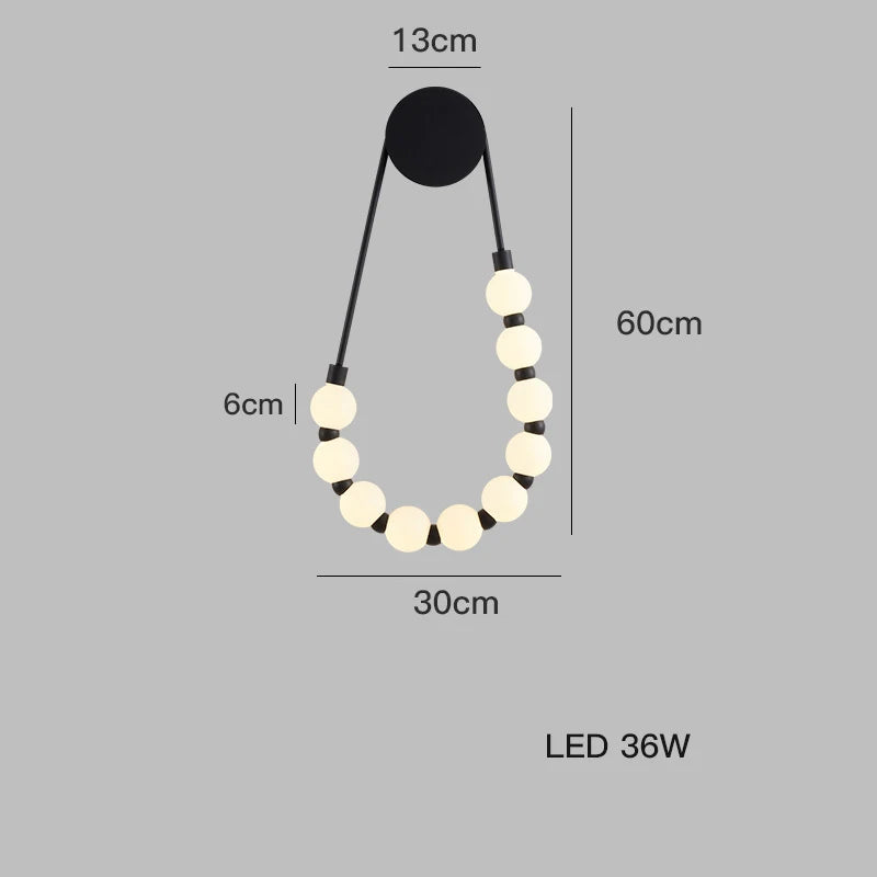 DecorBites™ Black Gold LED Her Necklace Wall Lamp Sconce for Bedroom & Corridor