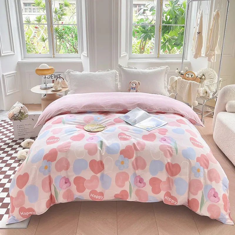 DecorBites™ Cotton Duvet Cover 240x220 King Size Flowers Design Comforter Cover