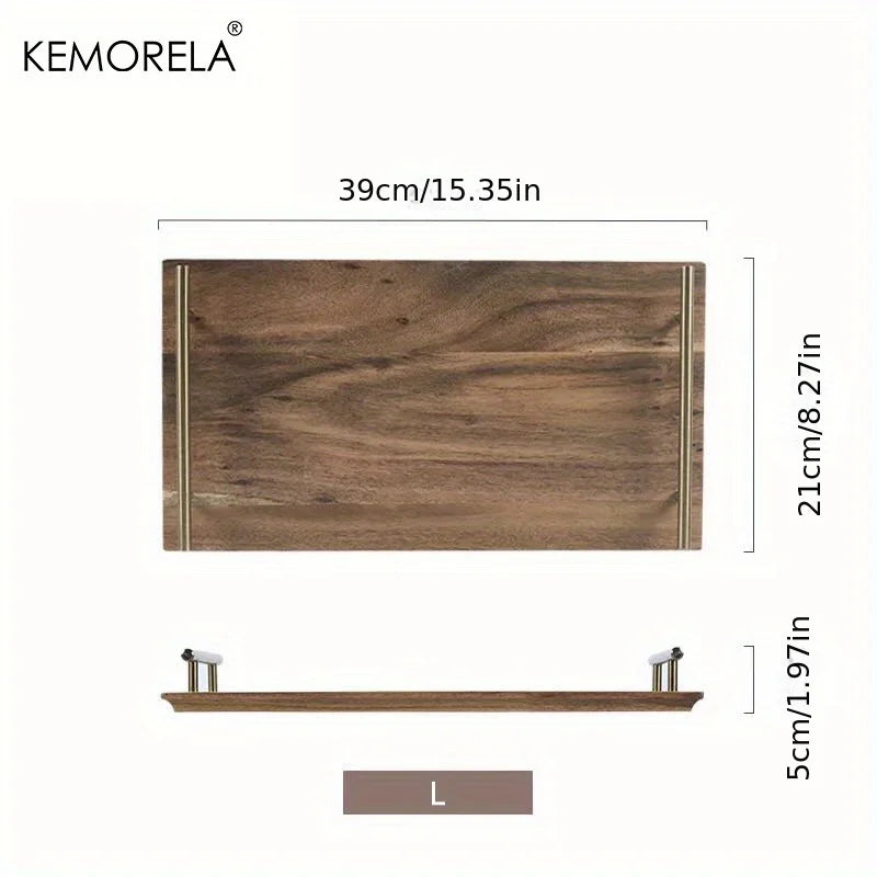DecorBites™ Lovesickness Wooden Serving Tray with Metal Handle | Elegant Fruit and Sushi Dish