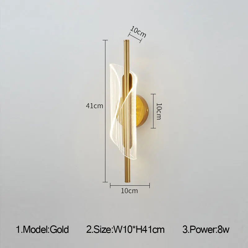 ™ Gold Black LED Wall Sconce Light for Bedroom Living room Aisle Corridor