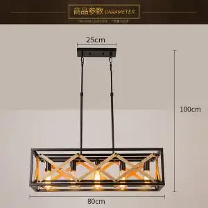 DecorBites™ 6-Head Industrial Style Pendant Lamp - Retro Solid Wood Iron Table Light