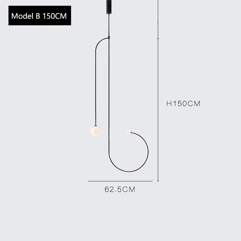 DecorBites™ Arc Line Chandelier: Nordic Suspension Pendant for Living Dining Room Kitchen