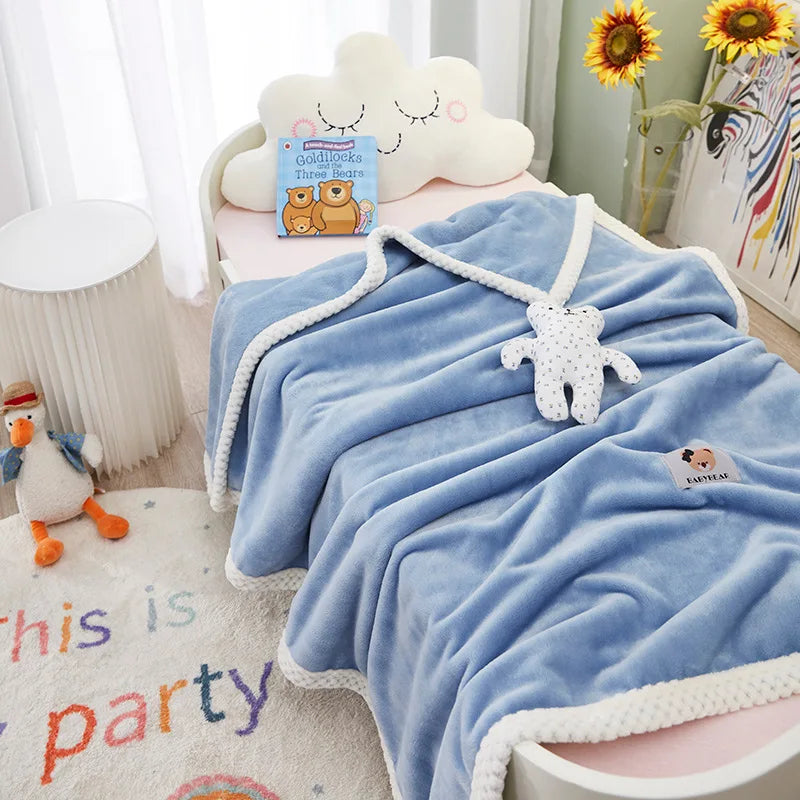 DecorBites™ Kids Flannel Nap Blanket - Lightweight & Cozy Single Bed Cover