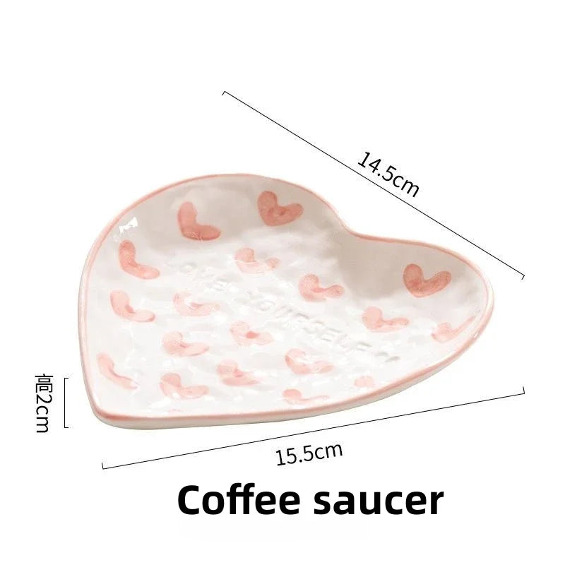 DecorBites™ Love Heart Hand Painted Ceramic Coffee Mug Cute Tea Cup for Home Office