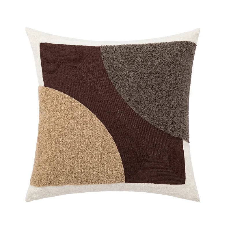 DecorBites™ Abstract Beige Coffee Brown Knot Cushion Cover | Handmade Neutral Art for Sofa Bed
