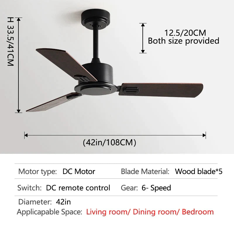 DecorBites™ 56" Industrial Style Black Ceiling Fan with Remote Control for Indoor Rooms