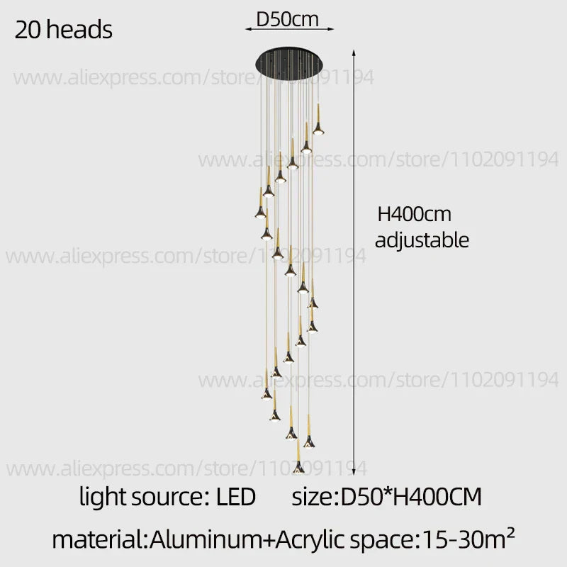DecorBites™ Contemporary Horn Chandelier: Restaurant & Living Room Ceiling Pendant Lighting
