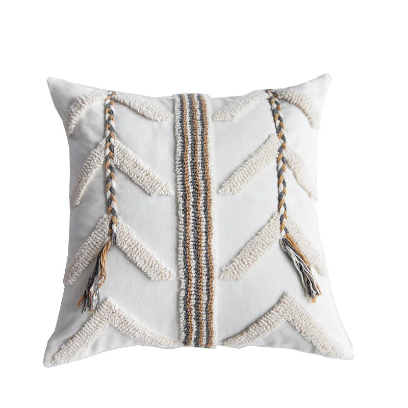 DecorBites™ Beige Crochet Tufted Pillow Cover: Nordic Style Home Decor Cushion