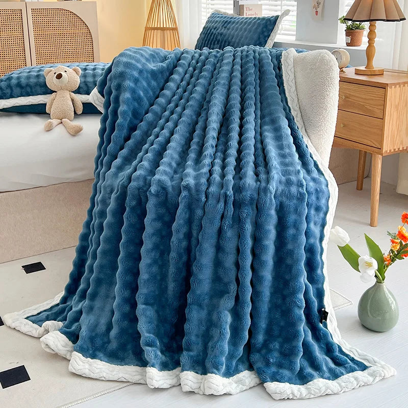 DecorBites™ Cozy Faux Rabbit Fur Throw Blanket for Sofa & Bed, 200X230cm