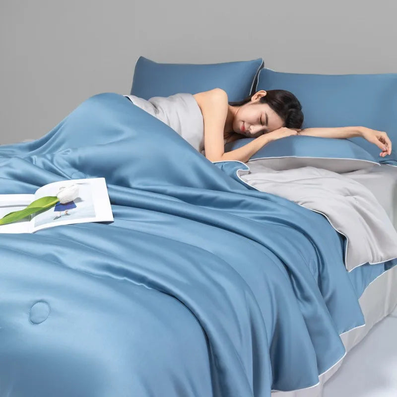 DecorBites™ Cool Ice Silk Summer Quilt Set for Single Double Beds