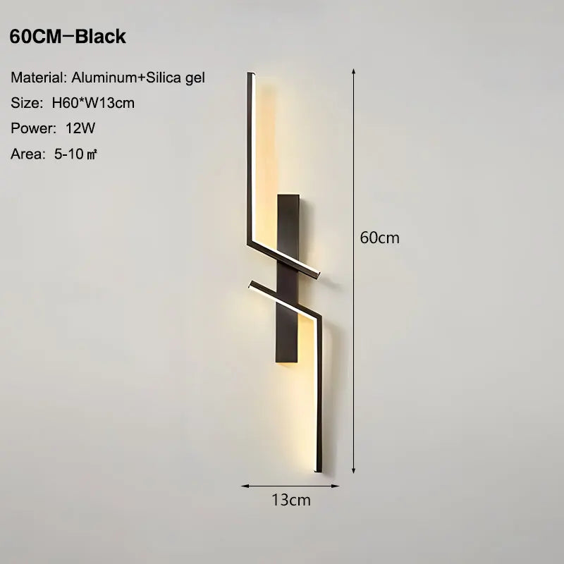 DecorBites™ Black Gold LED Wall Lights: Modern Wall Sconce for TV Background, Bedroom, Stairs