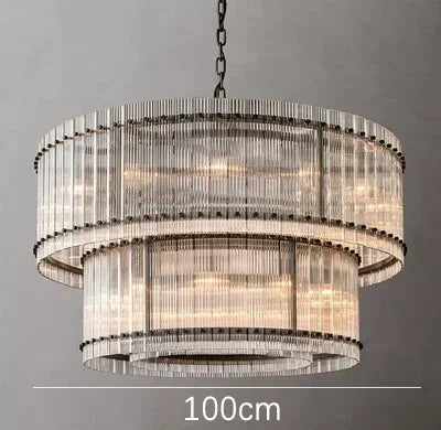 DecorBites™ Gold Double Layer Ring Crystal Pendant Light for Bedroom Dining Living Room