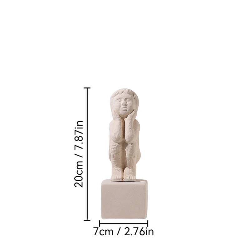 DecorBites™ Abstract Family Character Ceramic Sculpture Desk Decoration