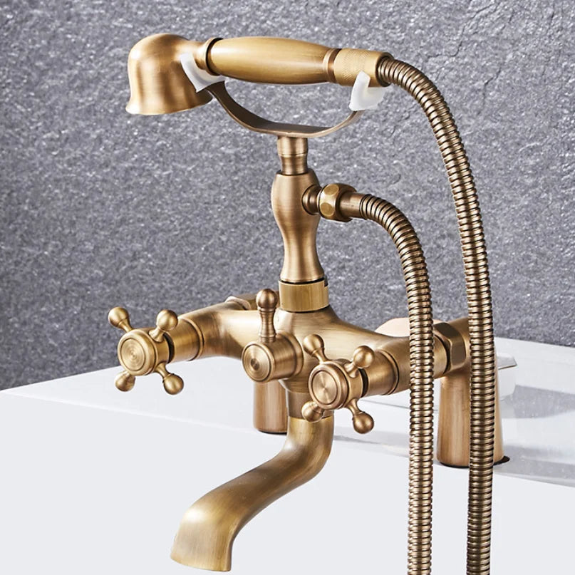 DecorBites™ Antique Chrome Bathtub Shower Mixer Faucet Tap Set for Bathroom