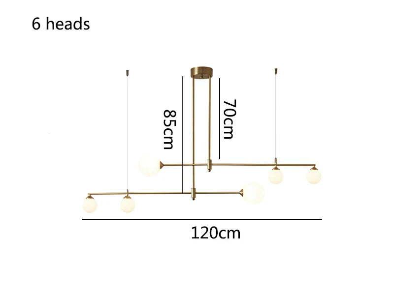 DecorBites™ Glass Ball Chandelier LED Light Fixture for Dining Room Bedroom Kitchen Island