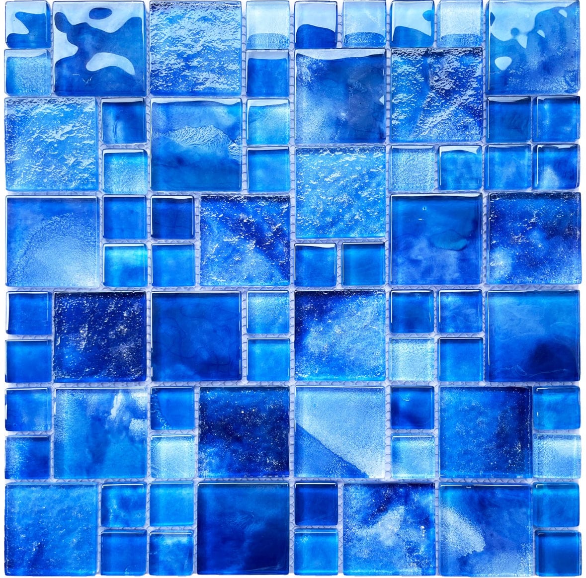Santorini Blue Square Glass Pool Tile