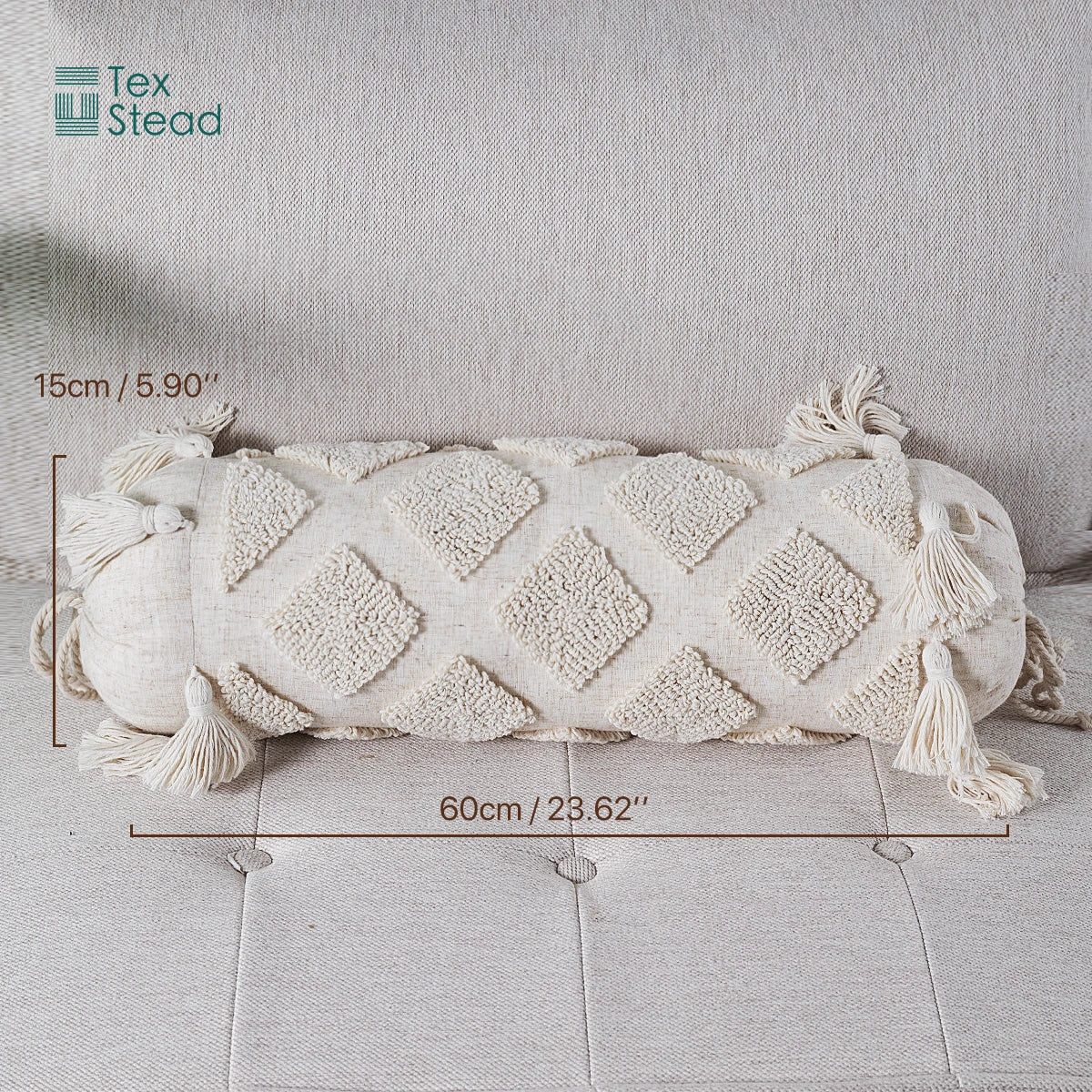 DecorBites™ Boho Tufted Tassel Lumbar Throw Pillow