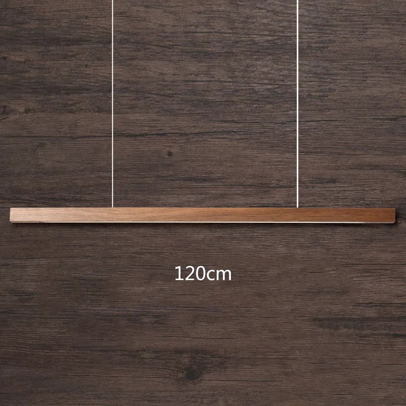 DecorBites™ Black Walnut Dining Pendant Light: Simple Log Strip Design for Dining Room, Office