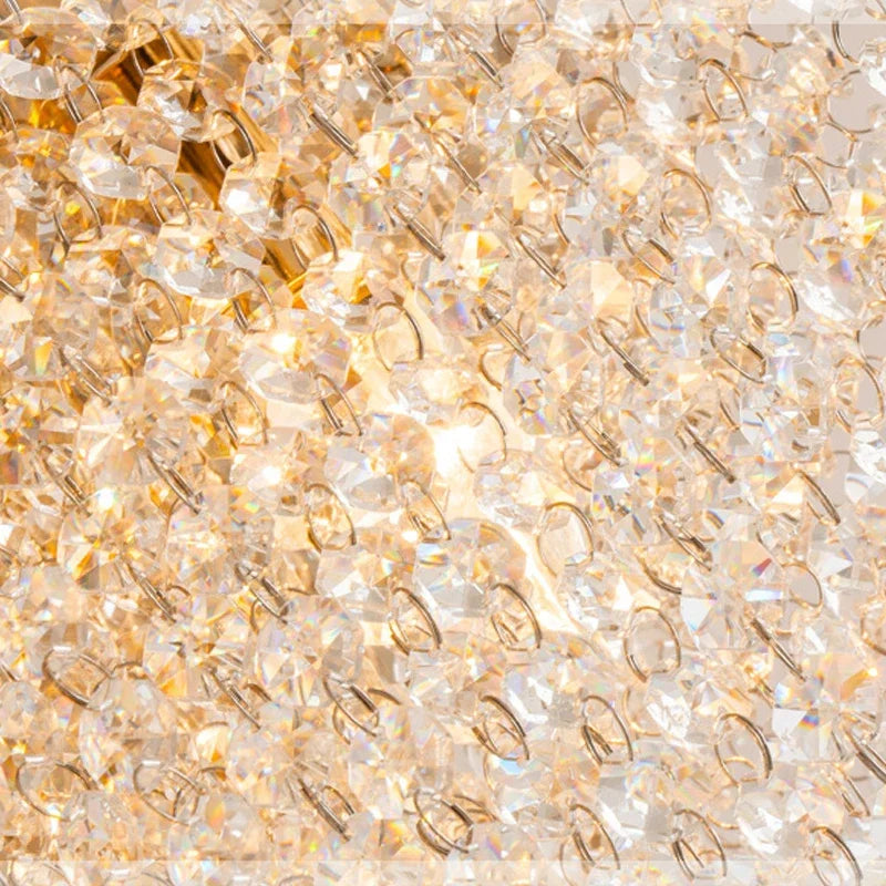 DecorBites™ Crystal Chandelier: Luxury Gold Square Ceiling Light for Living Room, Bedroom LED Fixture