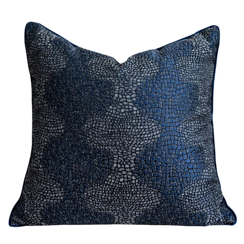 DecorBites™ Blue Geometry Jacquard Pillow Cover 45x45cm Sofa Decoration