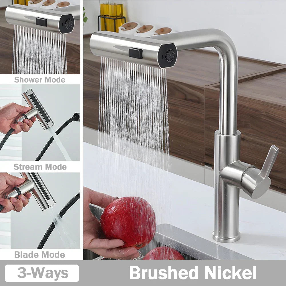 DecorBites™ 3 Functions Kitchen Faucet - Flexible Pull Out Mixer Tap with 360° Sprayer