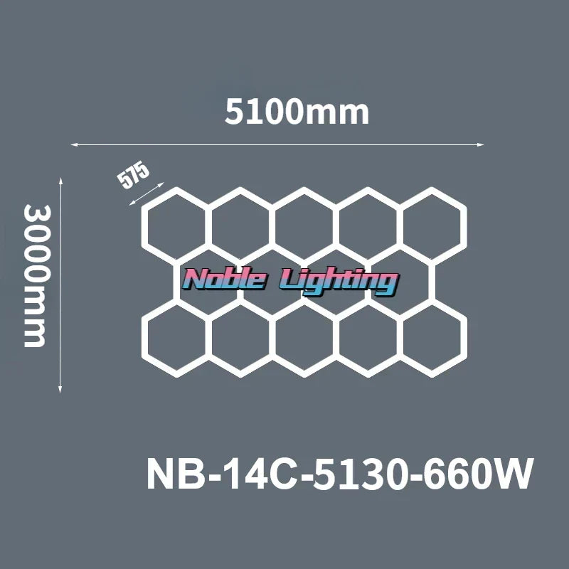 DecorBites™ Aluminum Housing Hexagon LED Light Bar Detailing Light 5X12M Honeycomb Ceiling Lamp
