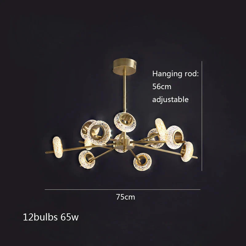 DecorBites™ Crystal Lustre LED Chandelier for Home Decor - Luxury Round Ceiling Lamp