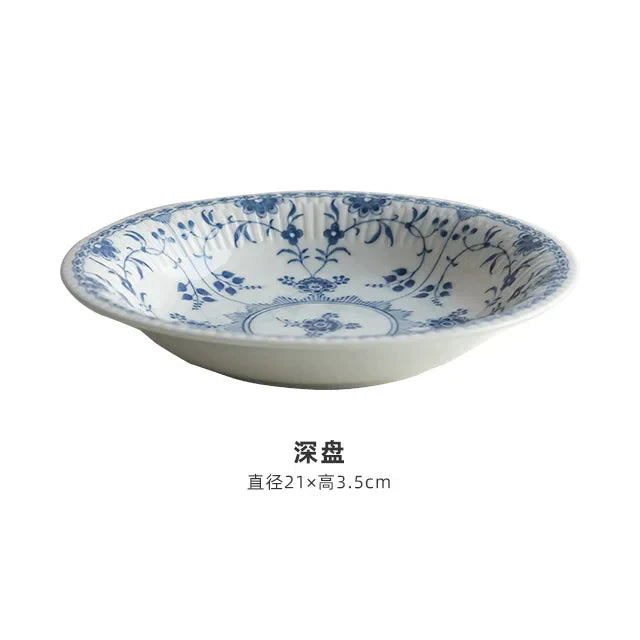 DecorBites™ Blue-and-White Ceramic Dining Set