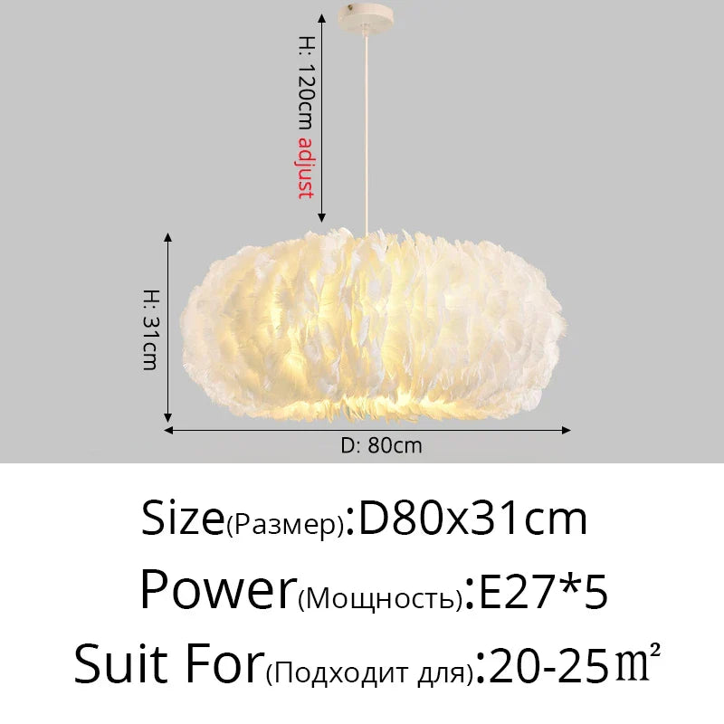 DecorBites™ Feather Decor LED Chandeliers for Living Room, Bedroom, Study & Children's Room