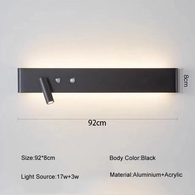 DecorBites™ 8W/20W Long Led Wall Light Switch, Aluminum Fixture for Living Room Bedroom.