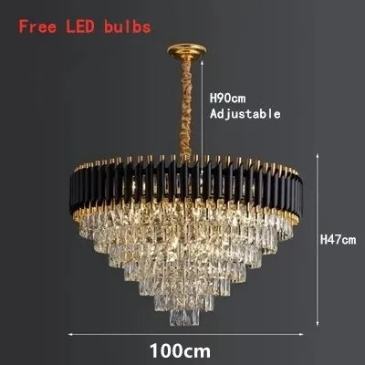 DecorBites™ Crystal LED Pendant Chandelier, Luxury Black Lighting for Bedroom, Living, Dining Room