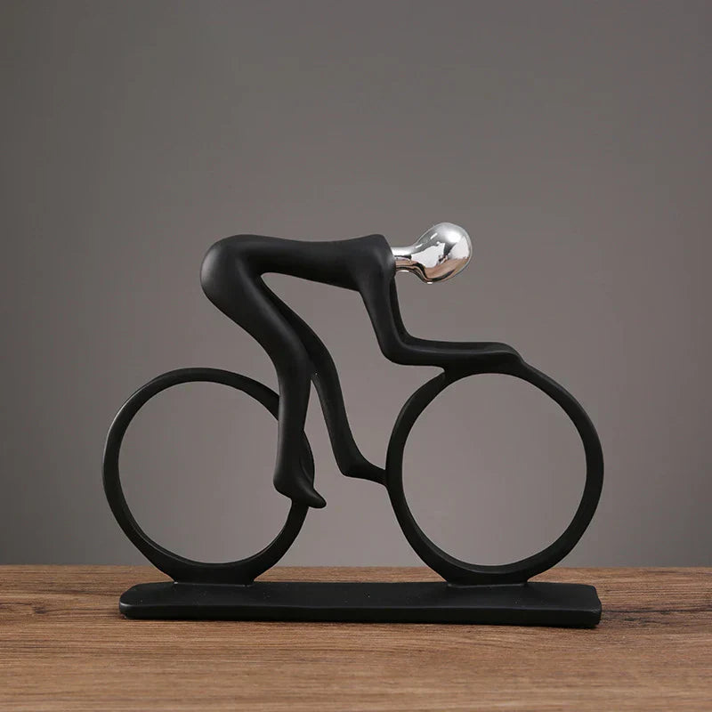 DecorBites™ Abstract Resin Cyclist Statue Bike Rider Figurine for Office Living Room