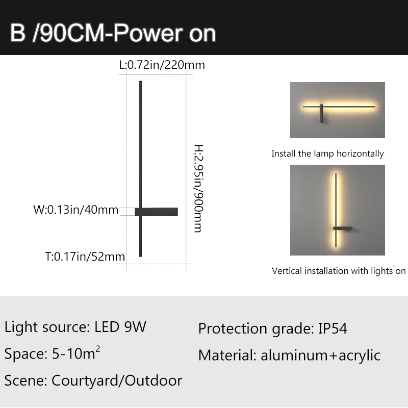 DecorBites™ Aluminum Outdoor Wall Sconce IP54 Waterproof Light Fixture for Porch and Patio