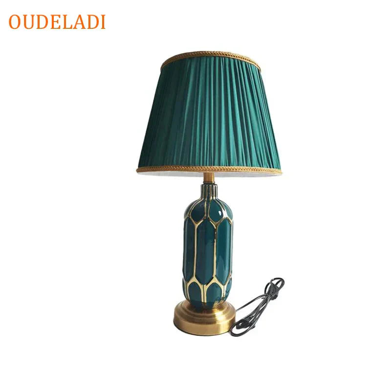 DecorBites™ Blue Ceramic Table Lamp | Post Modern American Style | Bedroom Living Room Lighting