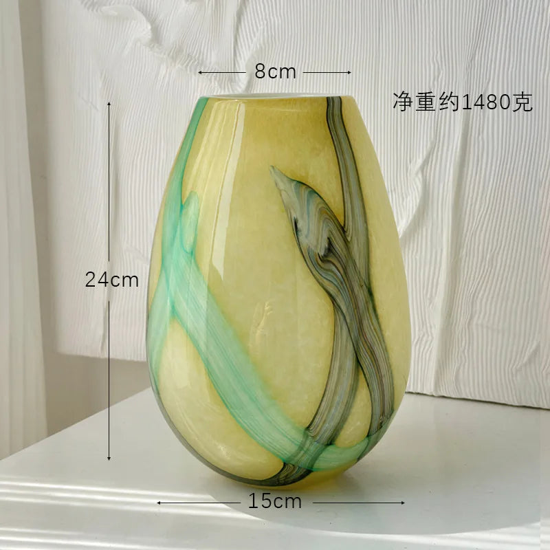 DecorBites™ Irregular Geometric Graffiti Glass Vase for Floral Arrangement and Home Decoration