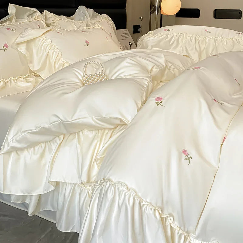 DecorBites™ Lace Embroidered Cooling Comforter Cover Set - Silky Cozy Bedding Sets
