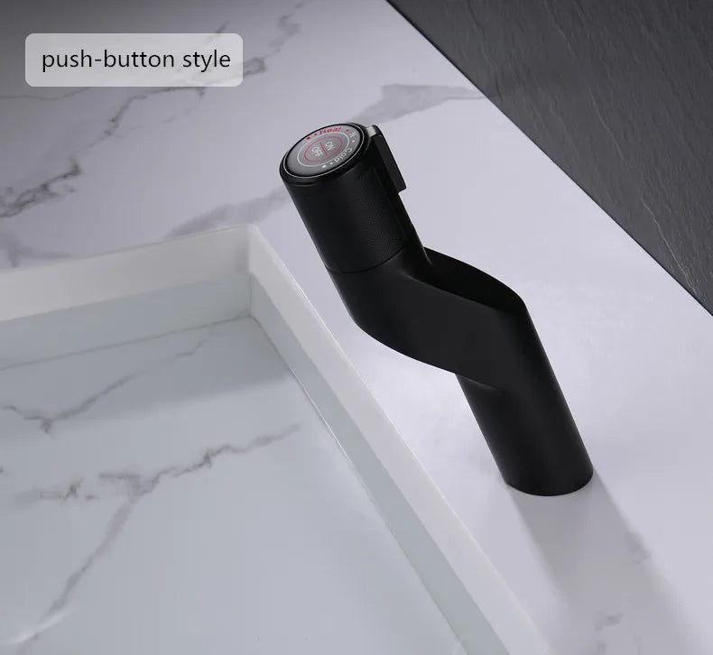DecorBites™ Gold Basin Faucet: Single Handle Push-Button Mixer Tap for Bathroom, Brass Material
